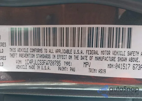 2015 Jeep Cherokee Latitude from USA, damaged, VIN 1C4PJLCS3FW720795